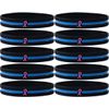 10 Pink Ribbon Wristbands with The Thin Blue Line