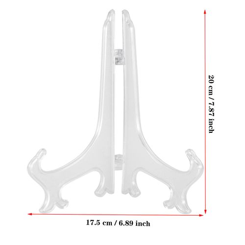 MUKCHAP 14 Pack 8 Inch Clear Plastic Plate Display Stands, Plastic Easel Stand Folding Plate Holder for Display Picture Frame