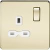 Knightsbridge SFR7000PBW Screwless 13A 1G Dp Switched Socket-Polished Brass with White Insert