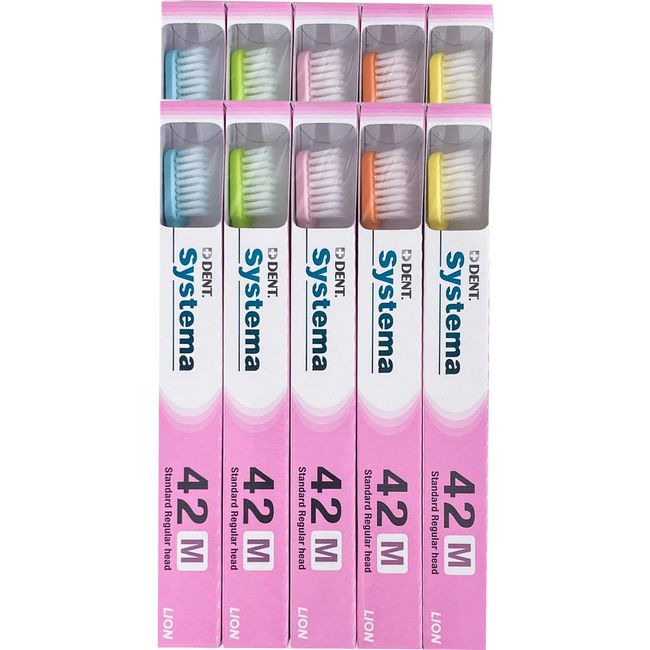 [Lion] [Dental] DENT.EX systema 42M 10pcs [Toothbrush] [Normal] Handle Color 4 Colors Not Selectable [Dent EEX Systema 42M]