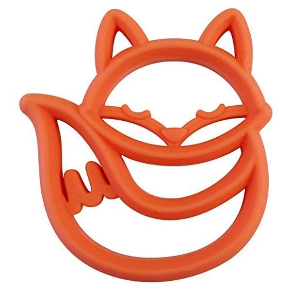 Itzy Ritzy Silicone Baby Teether – BPA-Free Infant Teether with Easy-to-Hold Design & Textured Back Side to Massage & Soothe Sore, Swollen Gums - Teething Toy for 3 Months & Up - Fox