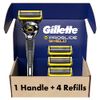 Gillette ProGlide Shield Razor for Men, 1 Gillette Razor, 4 Razor Blade Refills, Shields Against Skin Irritation
