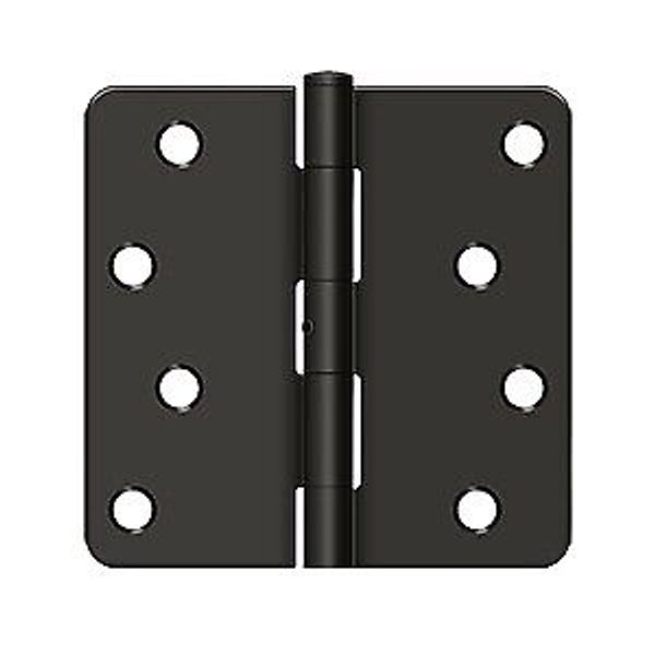 Deltana S44R4N10B 4" Height X 1/4" Radius Plain Bearing Mortise Door Hinge