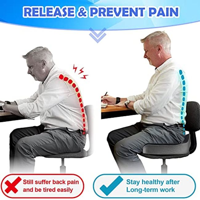 Home Office Memory Foam Hip Support Seat Chair Cushion Low Back Tailbone  Pain Relief Prostate Cushion Hip Shaper Posture Correcter