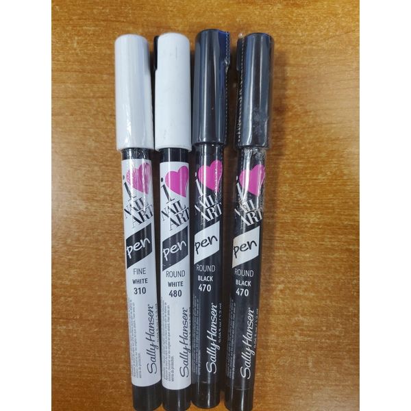 4 Pk Sally Hansen Nail Art Style Pen white & Black, Round & Fine Points -  E8G