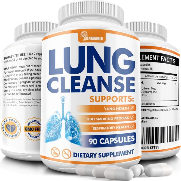 Quit Smoking Lung Wash Antidote Respiratory Health & Lung Cleansing Support Cessation Support Supplement Lung Health Supplement for Allergy & Pollution Relief, 90 Tablets