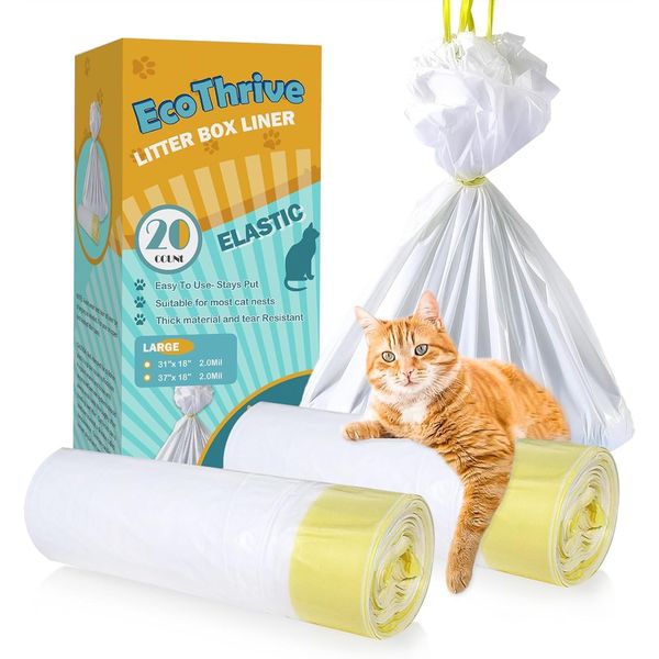 20 Count Cat Litter Liners Large, Drawstring Extra Large Pet Cat Pan Liners Extr