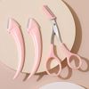 3 Pcs Eyebrow Trimmer Scissor, Eyebrow Razor Eyebrow Comb Scissor Eyebrow Cut Scissor Eyelash Hair Remover Cut Eyebrows Shaping Tool Eyebrow Grooming Set Eyebrow Scissor with Comb for Men Women (Pink)