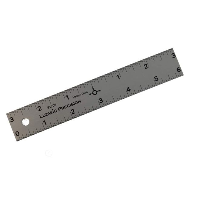 Ludwig Precision 6" Center-Finding Aluminum Straight Edge, 81206