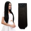 REECHO 24" Straight Long 4 PCS Set Thick Clip in on Hair Extensions Black Brown