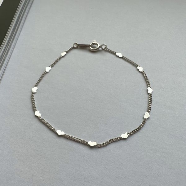 925 silver heart bracelet student bracelet thin silver bracelet