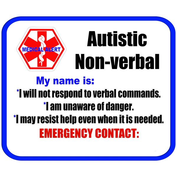 Autism Non-Verbal Medical Alert Soft Fabric Safety Patches for Clothing - Add Name and Contact Info Yourself