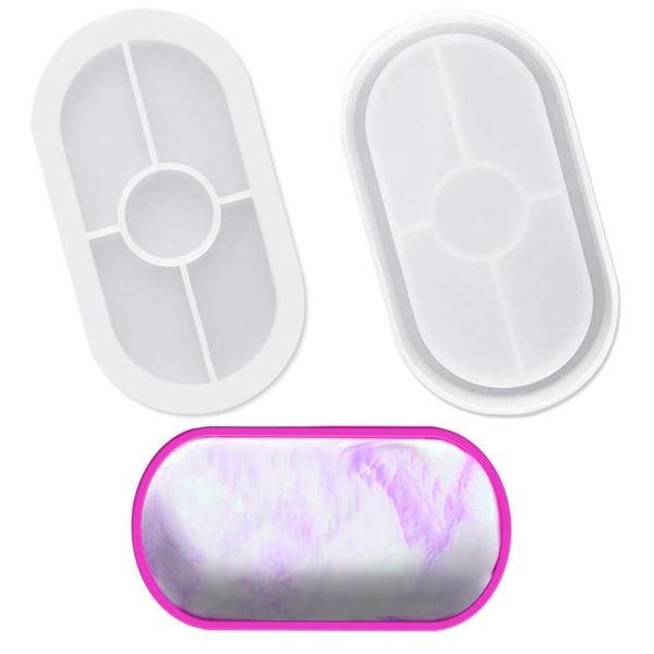 AFUNTA DIY Oval Silicone Coaster Mold,2 Pcs Soft Flexible Oval Crystal Silicone Molds for Casting with Resin, Concrete, Cement and Polymer Clay - Transparent White