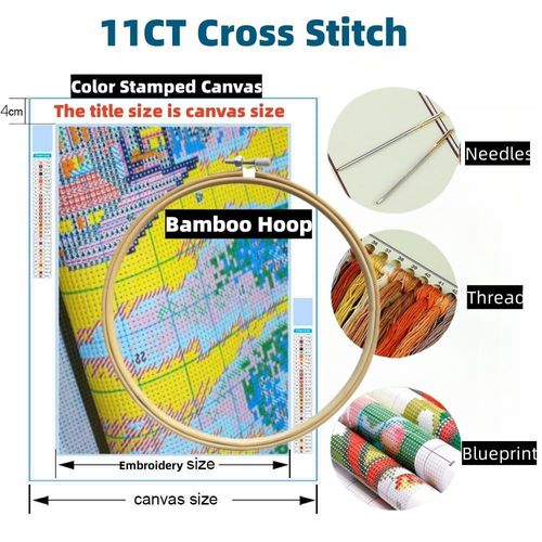 Generic Cartoon Simple Red Cardinal on Branch DIY Stamped Cross Stitch Kits Easy for Beginners and Children with Hoop 11CT Needlepoint Counted Embroidery Kits Art Craft Wall Decoration 12x12inch(2)