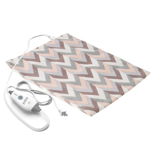 Pure Enrichment® PureRelief™ Express Designer Series Electric Heating Pad (12” x 15”), 4 Heat Settings, Ultra-Slim, Non-Vinyl Design, Removal Machine-Washable Cover, Auto Shut-Off (Desert Herringbone)