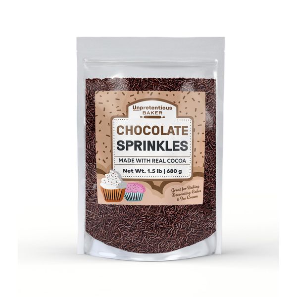 Chocolate Sprinkles, Made with real cocoa, Decorative Dessert Topping, Made in the USA (1.5 Lb)