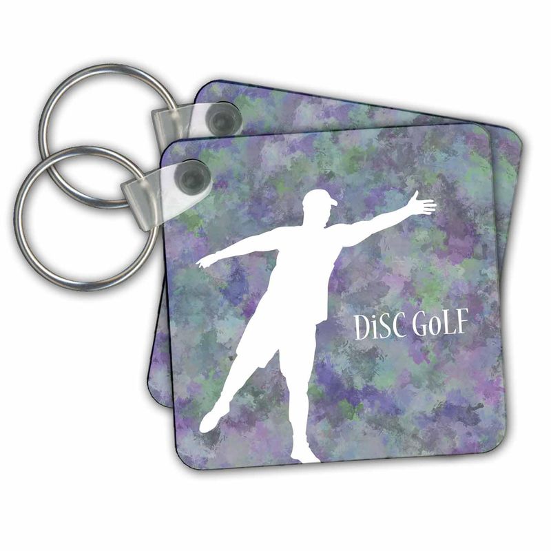 set of 2 Key Chains - Disc Golf - enjoy this cool Disc Golfer putting ...
