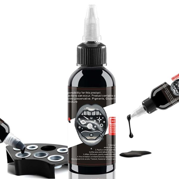 UMIKAkitchen Black Tattoo Ink - Permanent Body Make-up for Tattoo Lining & Shading body make-up (30ML)