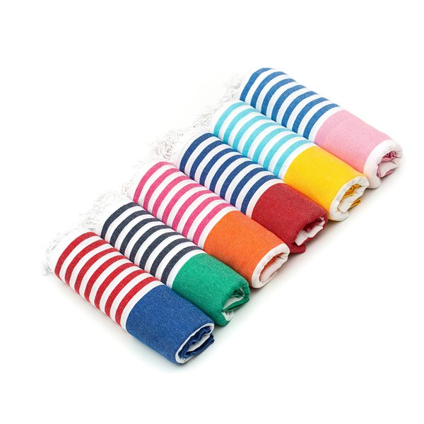 HAVLULAND Set of 6 Turkish Beach Towel Oversized 40x72 inch 100% Cotton Turkish Bath Towels Sand Free Quick Dry Extra Large Lightweight Travel Towel for Adults Beach Gifts