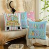 4 Piece Easter Pillow Cover - Cute Bunny Pattern in Blue Pink