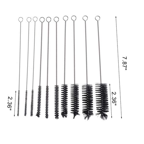 CCINEE Cup Brushes Nylon Tube Brushes Straw Set Cleaning Brush Straws Glasses Keyboard Jewelry Cleaning Test Tube Brush Kitchen Spout Wash 10pcs Different Diameter Bristles to Tip