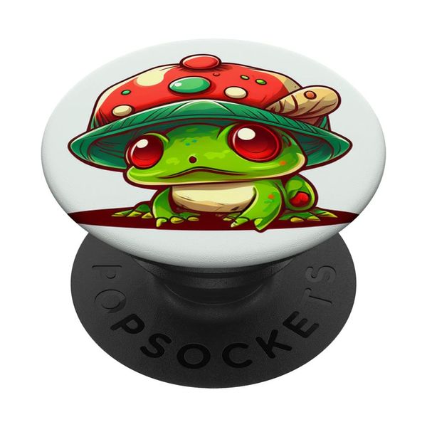 kawaii Cute Frog | red Mushroom PopSockets Swappable PopGrip