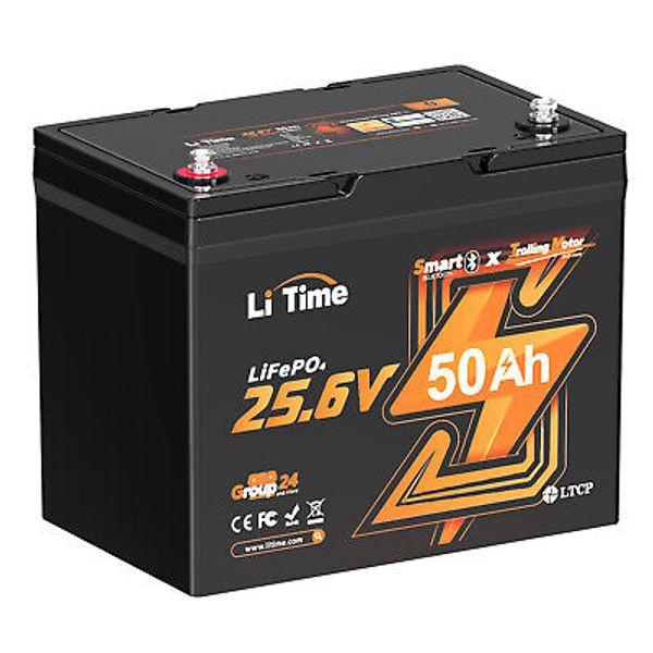 LiTime 24V 50Ah TM Bluetooth LiFePO4 Lithium Battery For Trolling Motor Solar