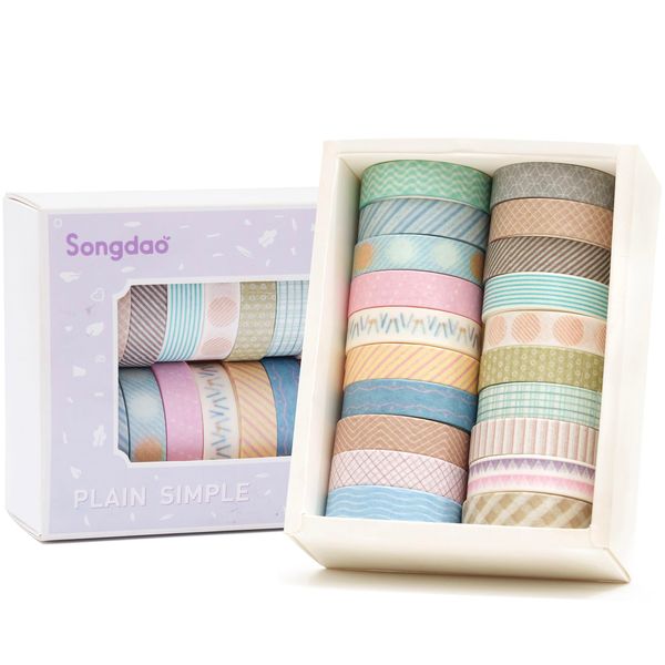 Songdao 20 Rollen Washi Tape Set Masking Tape Klebeband Bunt für Kinder, Scrapbooking zubehör, Bullet Journals, Bastel Planer, Handwerk und DIY (Style Two)