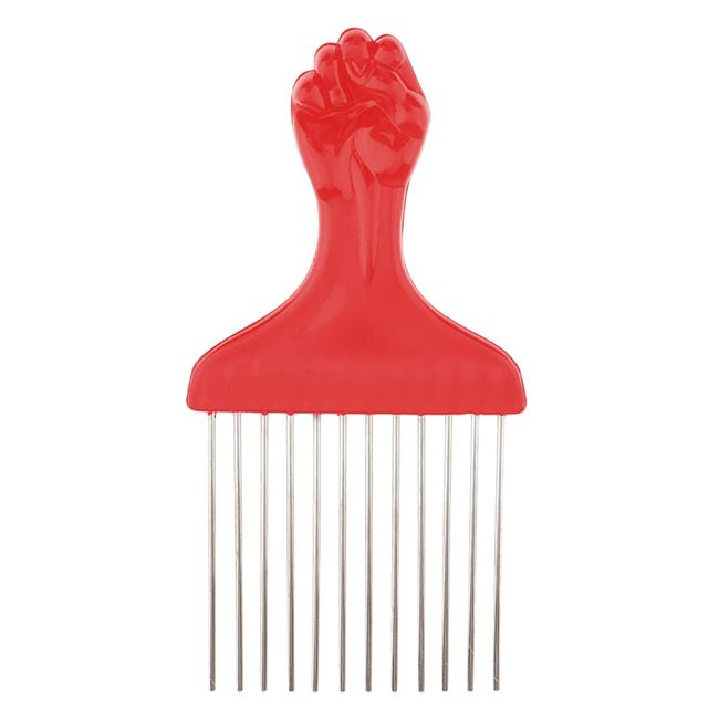 Jagowa Afro Pick Comb Metal Stainless Steel Wide Tooth Comb Hairdressing Styling Tool Hair Pick Comb Fist Comb (Red)