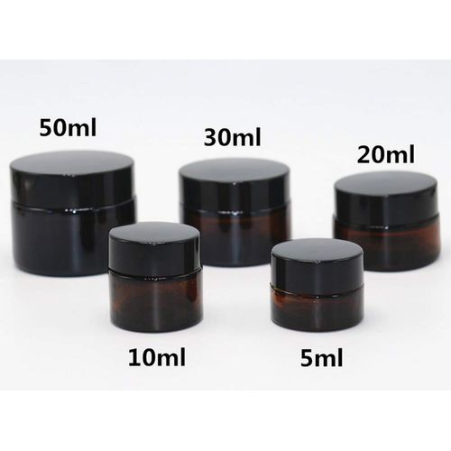3PCS 30 ml/1oz Empty Amber Glass Jars with White Inner Liners and Black Lids Refillable Container for Lotion Ointments Body Scrubs