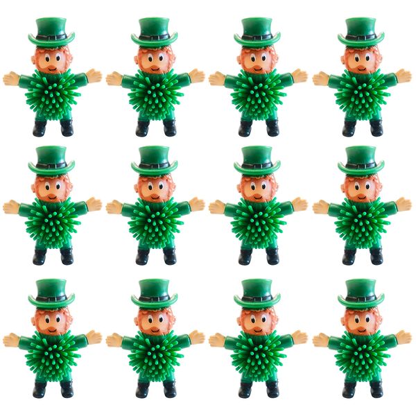 12Pcs St Patrick's Day Mini Leprechaun Toys,Squeeze Porcupine Toys Stress Relief Fidget Toy for Kids Boys St Patrick's Day Party Favor,Home Decor(Old Men)