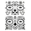 DPKOW Halloween Face Tattoos Makeup, 8 Pack Day Of The Dead Temporary Tattoos for Halloween Body Art Supplies, Spider Web Flowers Skull Tattoos Stickers for Halloween Costume Play Masquerade Supplies