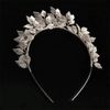 Anglacesmade Bridal Leaf Tiara Crown Silver Leaf Headband Handmade Leaf Headpiece for Wedding Prom Party Festival Hair Jewelry (Silver)