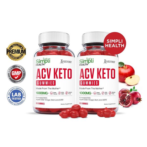 Simpli Health ACV Keto Gummies 1000MG Apple Cider Vinegar 120 Gummy