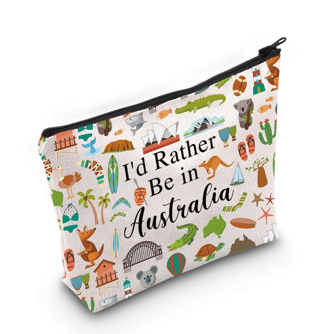 PYOUL Australien Reise Reise Geschenk I'd Rather Be in Australien Make-up-Tasche Australien Reise Urlaub Kosmetiktasche Australien Souvenir Geschenk, Lieber in Australien B