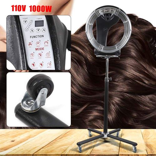 3 in 1 Orbiting Infrared Hair Dryer Professional Standing Hair Steamer with 360 Rotation Wheels - Color Processor for Home Salon Spa (1000W, Black)