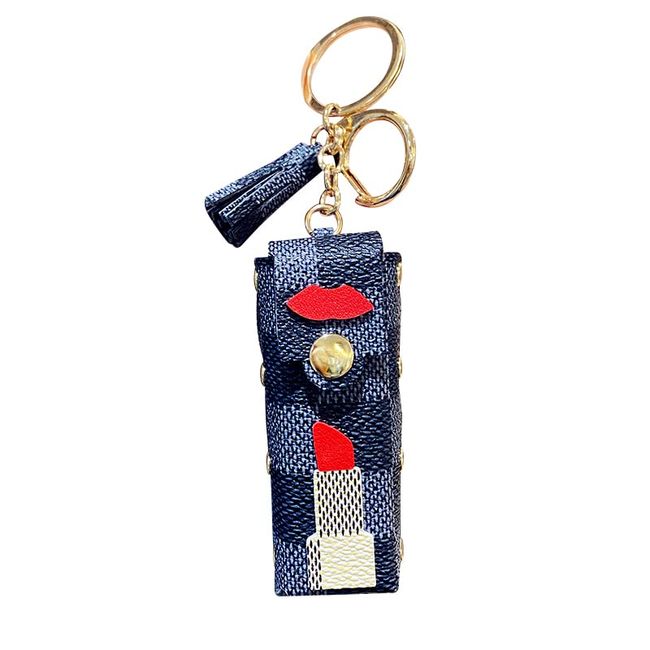 kapitomanio Lip Balm Holder Keychain for Women Girls, Leather Chapstick Keychains Holder for Backpack Wallet Purse Charm