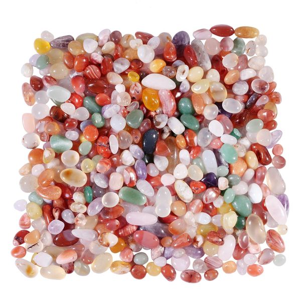 KYEYGWO Colourful Mixed Stone Tumbled Chips Crushed Natural Stone for Decoration, Crystal Quartz Gravel Garden Decorative Stones 1 Pound(460 Gram)