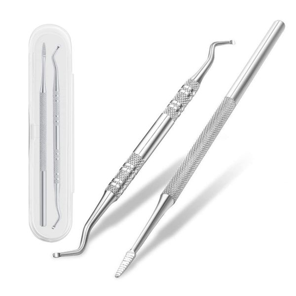 Nail Debris Removal, Single Nail File, Set of 2, Nail Care, Cuticle Treatment, Stainless Steel, Foot Care, Nail Debris Removal, Toe Care, Nail Care, Nail Gaps, Intruding Nails, File with Case