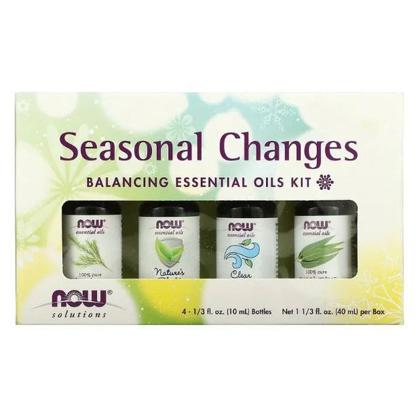 NOW Essential Oils - Seasonal Changes Balancing Essential Oils Kit- 4 Bottles by