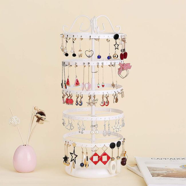 5 Tiers Metal Rotating Earring Holder Organizer, Exquisite Jewelry