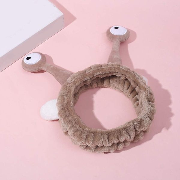 16brand Mik Funny Cute Snail Eyes Ear Plush Headband Cartoon Antenna Wash Face Stretch Hairband Solid Makeup Van Bandana Creative Headband Hair Accessories Clothes