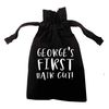 Flox Creative Black Organic Drawstring Pouch Personalised First Haircut Bag