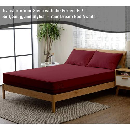 Queen 3-Piece Set - 1 Fitted Sheet, 2 Pillowcases - Luxury 1800 Ultra Soft Microfiber - Queen Size Sheet Set - Deep Pocket Fits Up to 15' Mattress (Burgundy)
