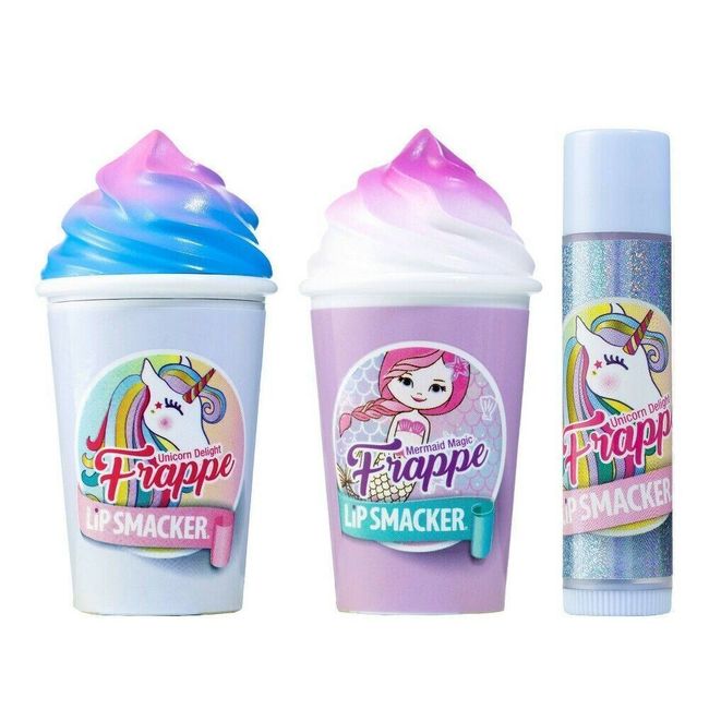 Lip Smacker Beverage Frappe Cup + Lip Balm - Unicorn/Mermaid - 3pk