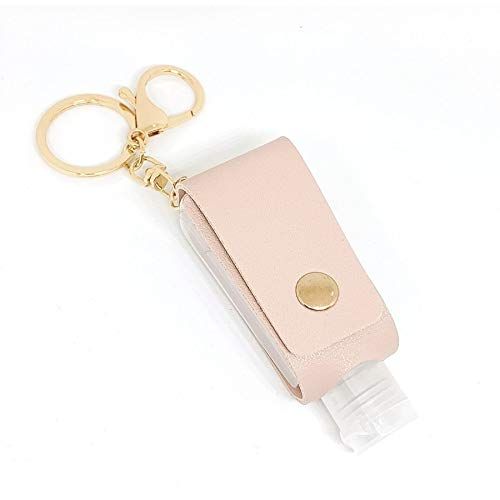 [Hand Gel Case] 1.0 fl oz (30 ml) Leather Key Holder Cell Phone Bottle Container Portable Empty Refill Travel Hand Wash (Pink)