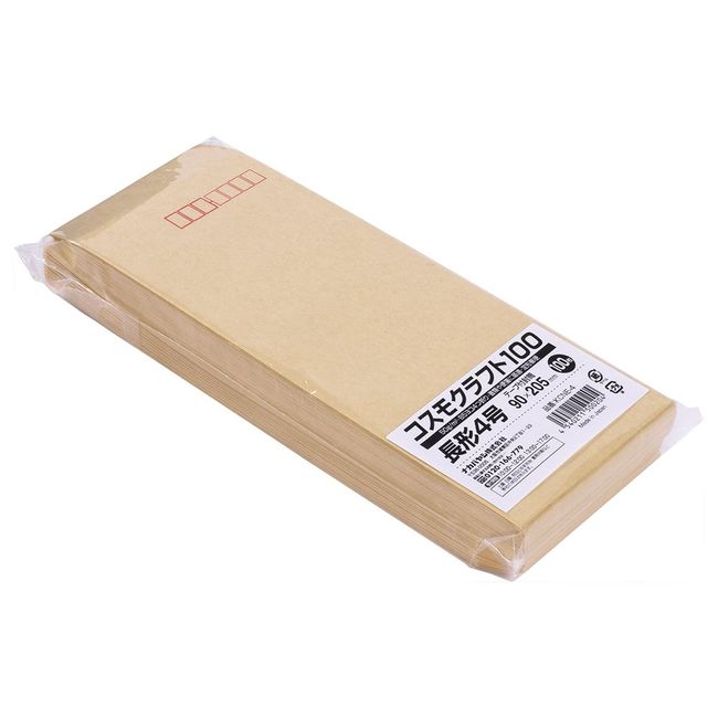 KCNE-4 Kraft Envelopes, Long Size 4, B5, Horizontal 4 Fold, Tape, 100 Sheets