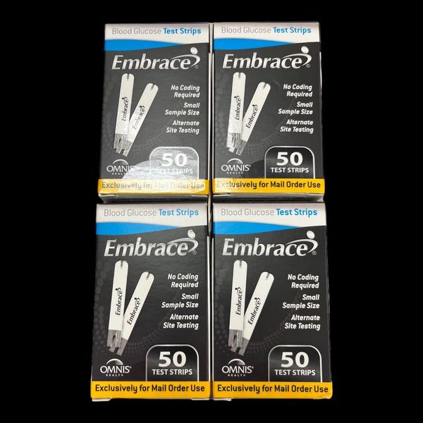 NIB Qty 4 Boxes Embrace Blood Glucose Test Strips Total of 200 Count Exp 11/23