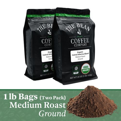 The Bean Organic Coffee Company Central America, Medium Roast, Ground Coffee, 16-Ounce Bags (Pack of 2)
