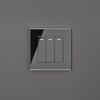 Retrotouch Crystal Triple Light Switch, Black Glass, 2-Way, 10AX